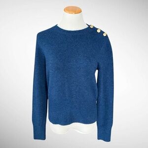 J Crew Wool Alpaca Blend Pullover Crewneck Sweater Shoulder Buttons